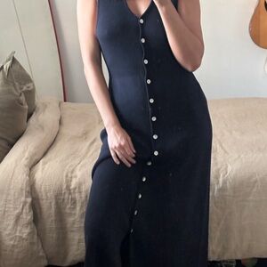 Christopher & Banks Navy Ribbed Maxi Dress – Size M